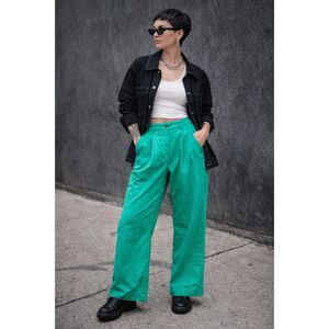 WILDFANG Green The Essential Wide Leg Pants Trousers  Women's Size 10